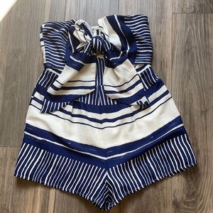Lulus medium blue and white romper